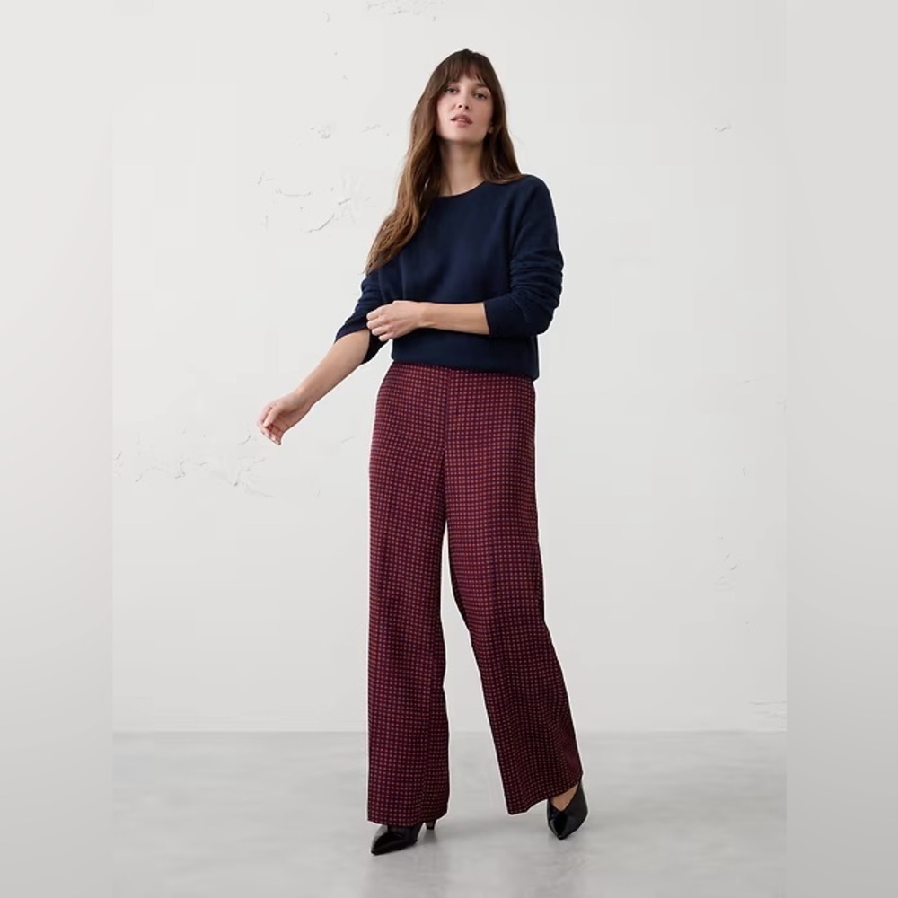 NWT! Banana Republic Red Geo Wide Leg Satin Pants - Size XS #812944